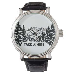 Ta ett monokromt bergslandskap med ett Hike-citat Armbandsur