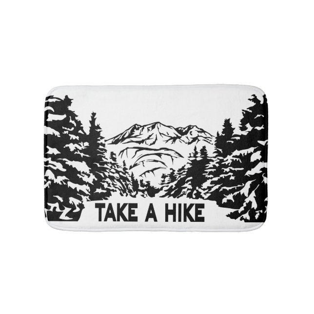 Ta ett monokromt bergslandskap med ett Hike-citat Badrumsmatta (Framsidan)
