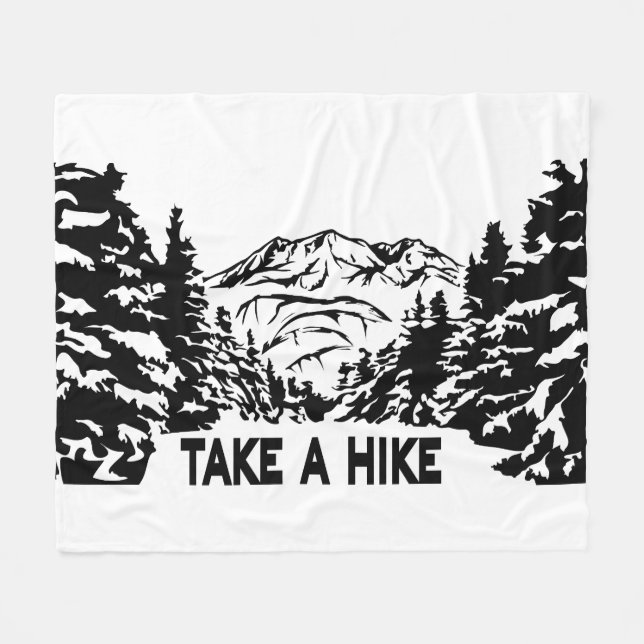 Ta ett monokromt bergslandskap med ett Hike-citat Fleecefilt (Framsidan (Horisontell))