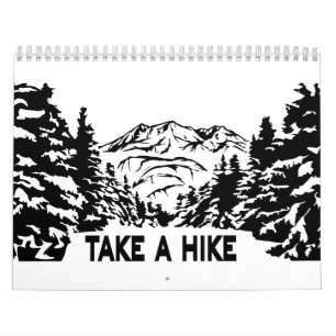 Ta ett monokromt bergslandskap med ett Hike-citat Kalender