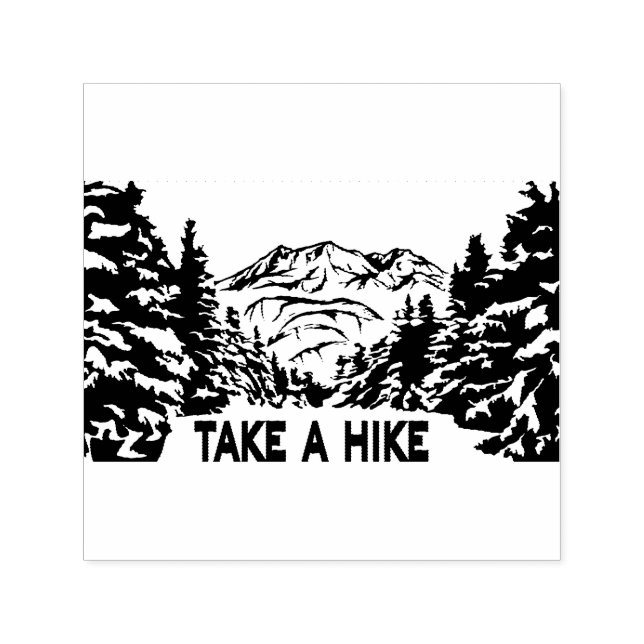 Ta ett monokromt bergslandskap med ett Hike-citat Självfärgande Stämpel (Design)