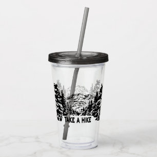 Ta ett monokromt bergslandskap med ett Hike-citat Take Away Mugg