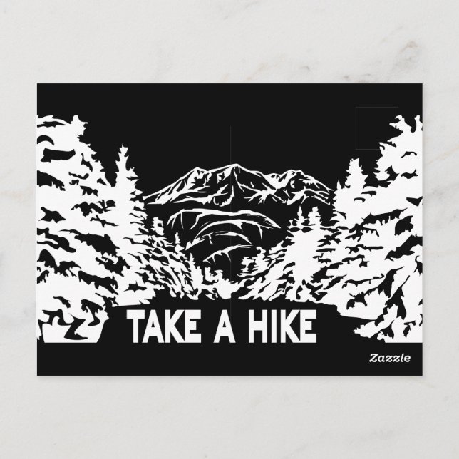 Ta ett monokromt bergslandskap med ett Hike-citat Vykort (Baksida)