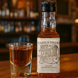 Ta ett skott på att knyta knuten Rustik pojkfest Spritflaskor Etikett