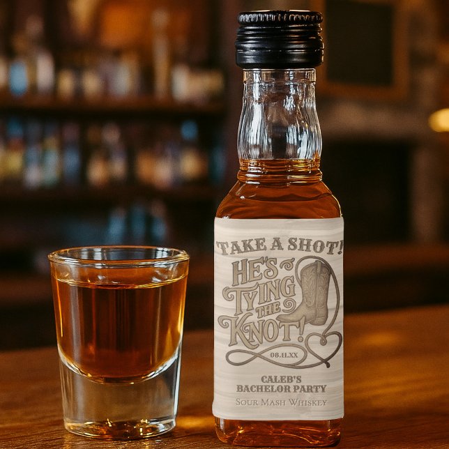 Ta ett skott Slår knuten Rustik möhippa Spritflaskor Etikett (Skapare uppladdad)