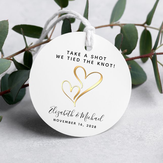 Ta ett skott som binder Knot Bröllop Gåvor Etiketter (Skapare uppladdad)