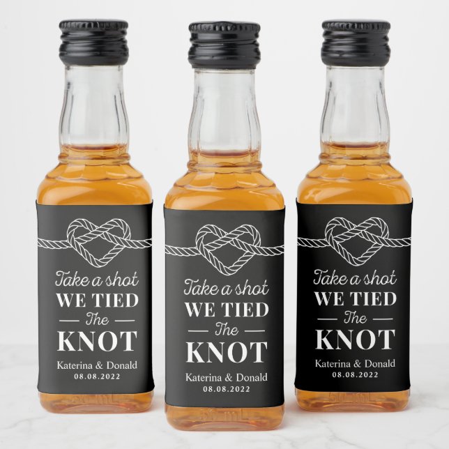 Ta ett skott som binder Knot Bröllop-liken Flaska Spritflaskor Etikett (Flaskor)