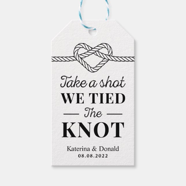 Ta ett skott som binder Knot Bröllop Presentetikett (Framsidan)