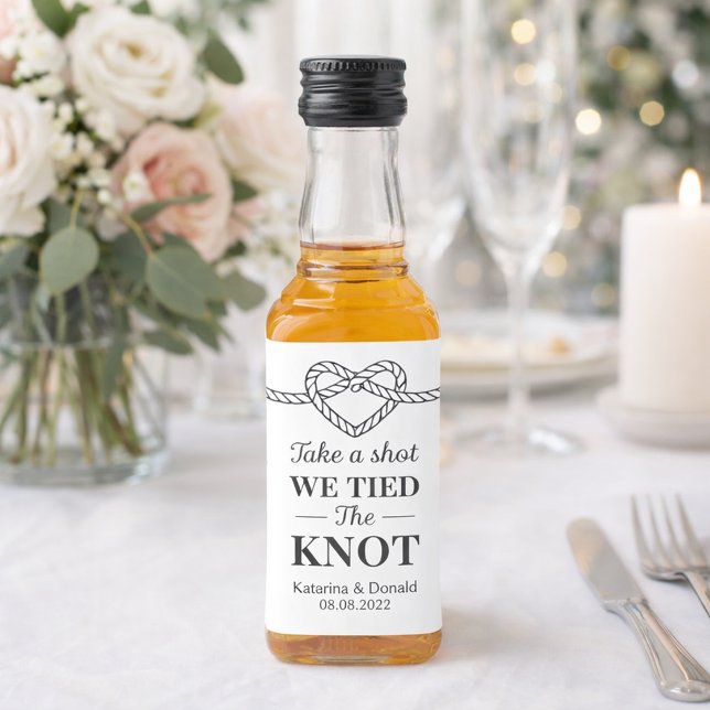 Ta ett skott Vi Knöt Knuten Bröllop Spritflaskor Etikett (Skapare uppladdad)