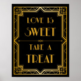 Ta ett Treat Bröllop-tecken | Gatsby Art Deco Poster