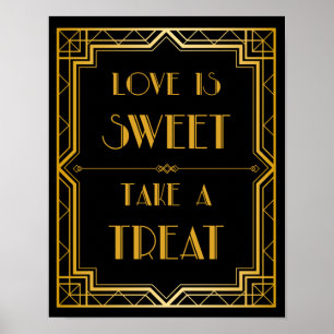 Ta ett Treat Bröllop-tecken   Gatsby Art Deco Poster