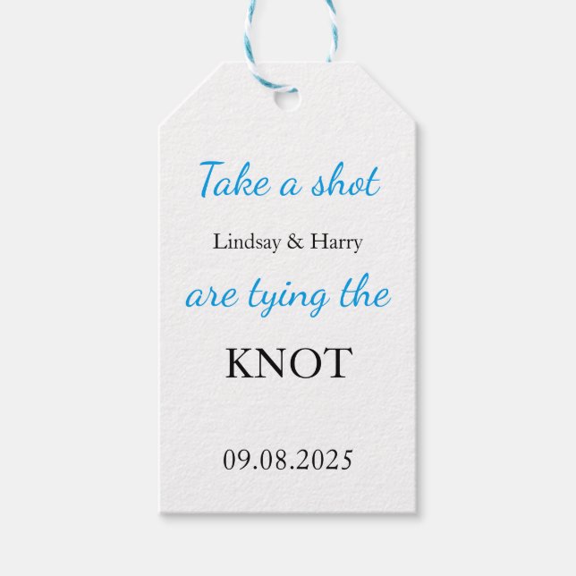 Ta ett varmt "Vi Gifter sig vitt och blått" Presentetikett (Framsidan)