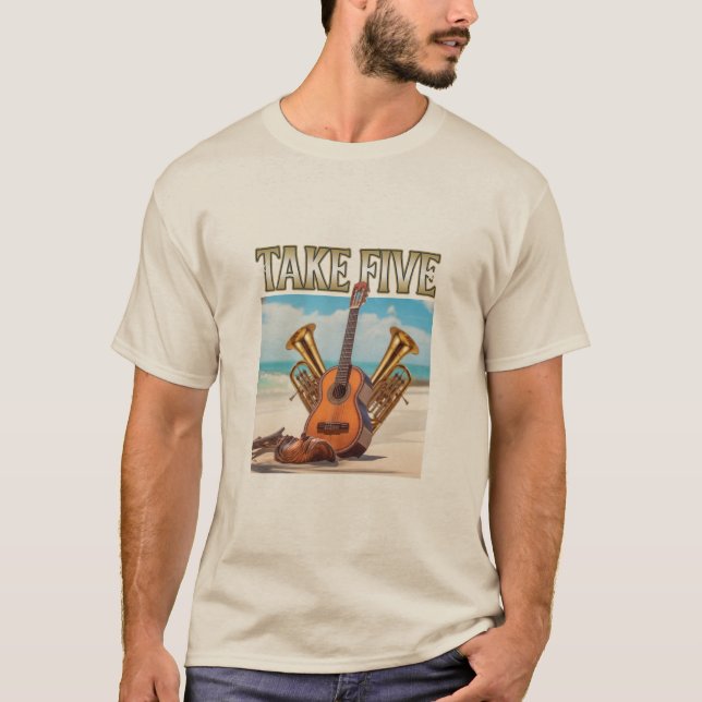 "Ta fem" Musical Instrument Graphic T-Shirt (Framsida)