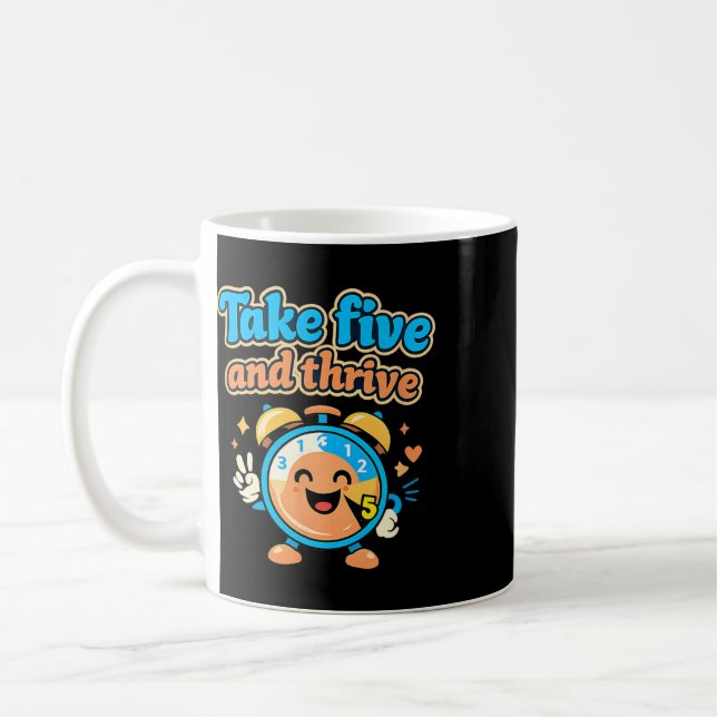 Ta fem steg och frodas Retro klocka Mental hälsa D Kaffemugg (Vänster)