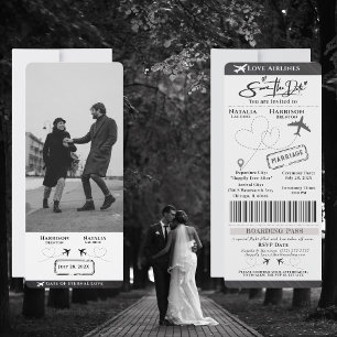 Ta flyget med Kärlek: Bordspass Spara datum Inbjudningar