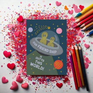 Ta fram det här Valentines-kortet för Alien-klassr Anteckningskort