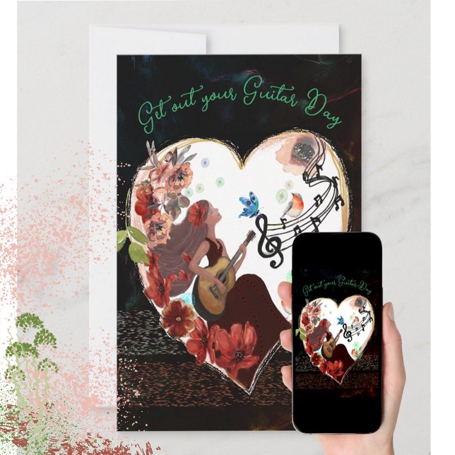 Ta fram din Gitarr Dag Mörk  Julkort (Get out your Guitar Day dark card
)