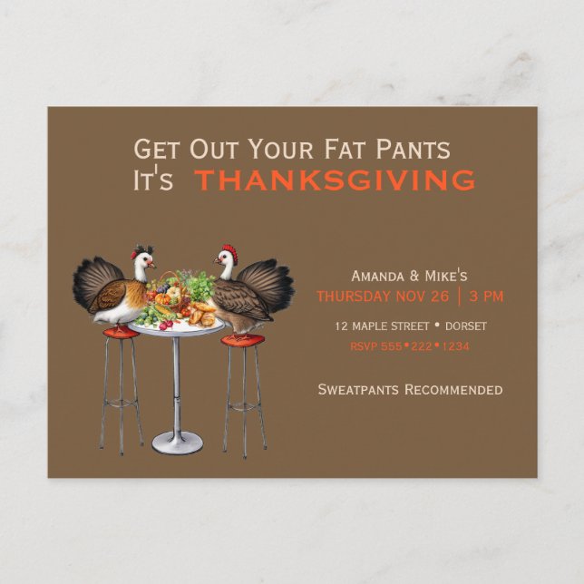 Ta fram dina feta byxor Thanksgiving middag semest Vykort (Framsida)