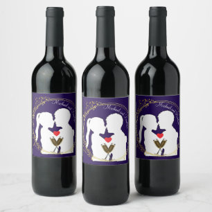 Ta fram en popup till Lycklig Couple Elegance Wi Vinflaska Etikett