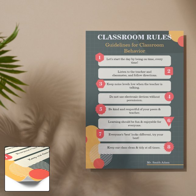 Ta fram och lär dig: Klassrummets Regler Poster (r (Establish a positive and structured classroom environment with this printable list of rules!)