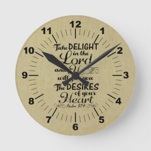 Ta glädje av Lord Psalm 37 4 Bibelverse Rund Klocka
