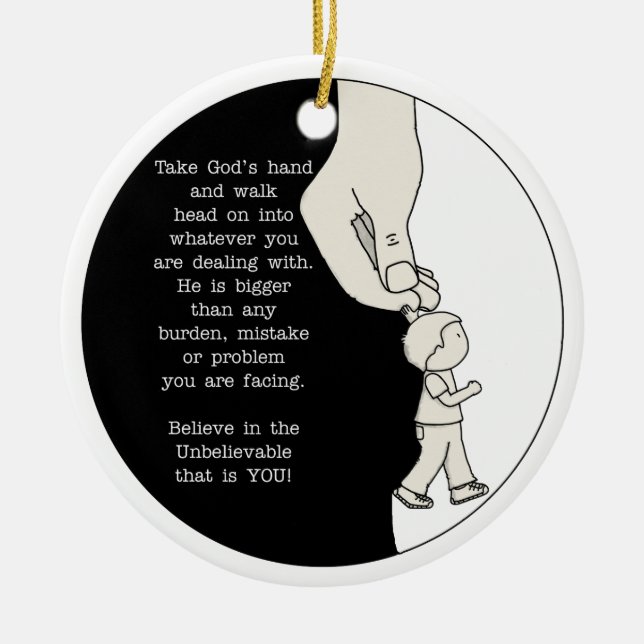 Ta Guds hand Julgransprydnad Keramik (Framsidan)