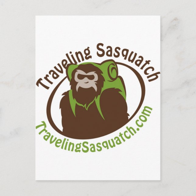 Ta hem en resande Sasquatch! Vykort (Framsida)