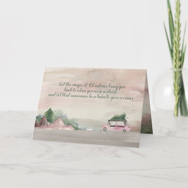 Ta hem trädet lantliga julscen kort (Framsida)