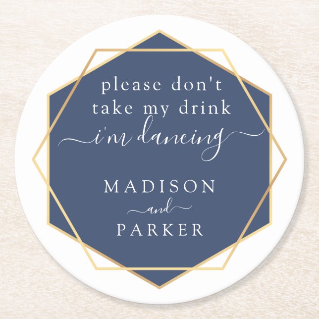 Ta inte dryck | Blå vattenfärg Underlägg Papper Rund (Framsidan)