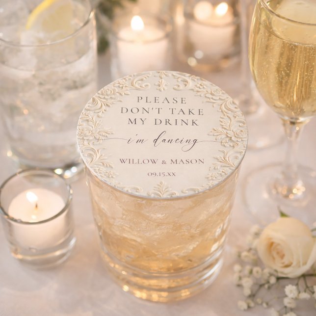 Ta Inte Min Drink Jag Dansar Barock Bröllop Underlägg Papper Rund (Don't Take My Drink I'm Dancing Baroque Wedding Round Paper Coaster)