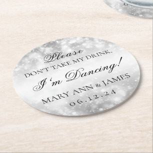 Ta inte min drink! Silver Shimmer Ljus Underlägg Papper Rund