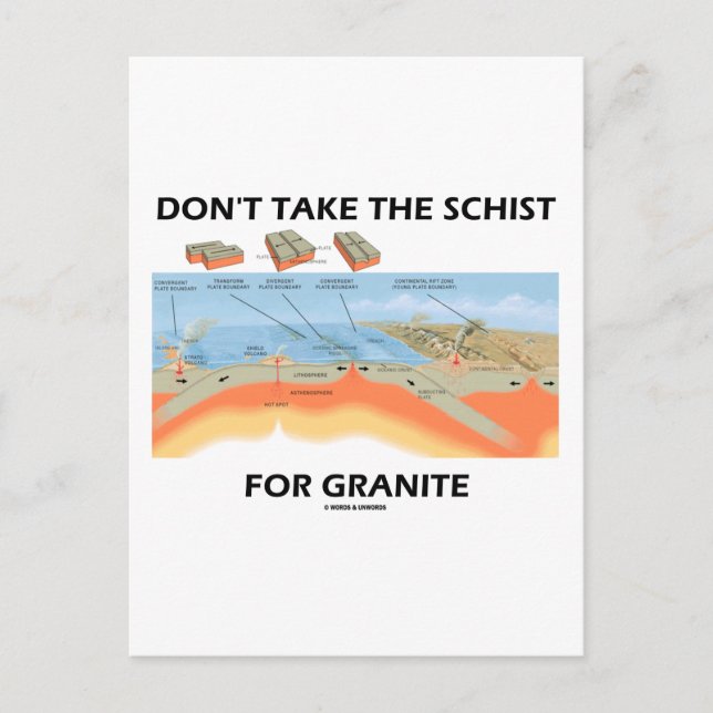Ta inte Schist för Granite (Geology Humor) Vykort (Framsida)