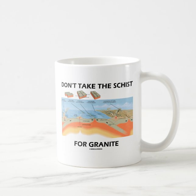 Ta inte schisten för granit (geologihumorn) kaffemugg (Höger)