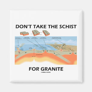 Ta inte schisten för granit (geologihumorn) magnet