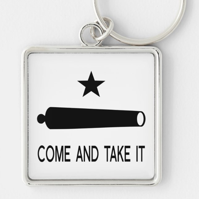 Ta kommer det flagga~ Texas Fyrkantig Silverfärgad Nyckelring (Framsidan)
