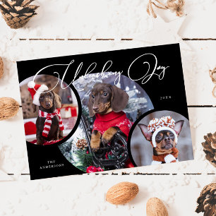 Ta loss Joy Black Hund Photo Helgdag Card Julkort