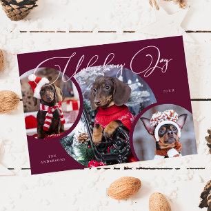 Ta loss Joy Cranberry Hund Photo Helgdag Card Julkort