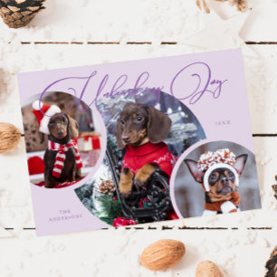 Ta loss Joy Lilac Hund Photo Helgdag Card Julkort