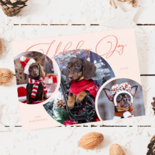 Ta loss Joy Peach Hund Photo Helgdag Card Julkort