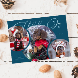 Ta loss Joy Teal Hund Photo Helgdag Card Julkort