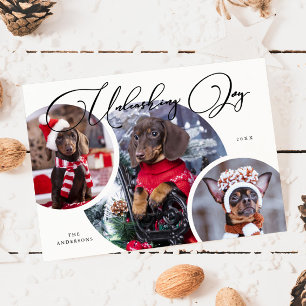 Ta loss Joy White Hund Photo Helgdag Card Julkort