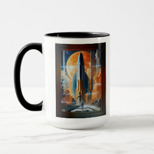 Ta Lunar Launch - resa till Måne Retro Poster Mugg