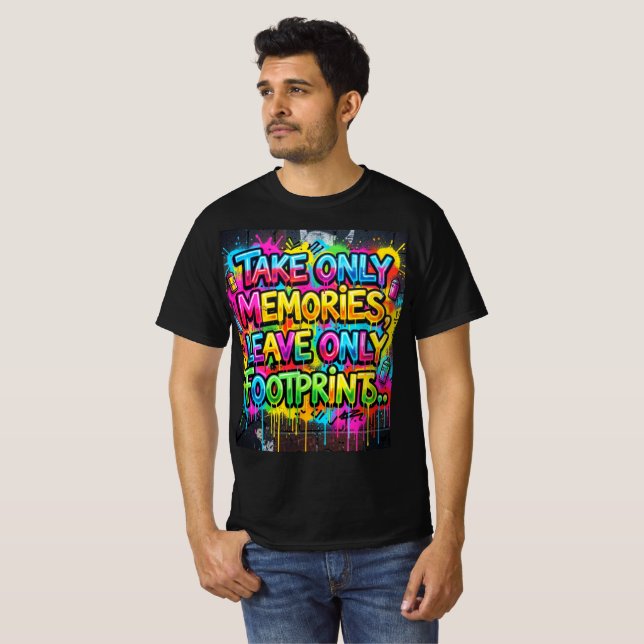 Ta med bara minnen Lämna bara fotspår Graffiti T Shirt (Hel framsida)