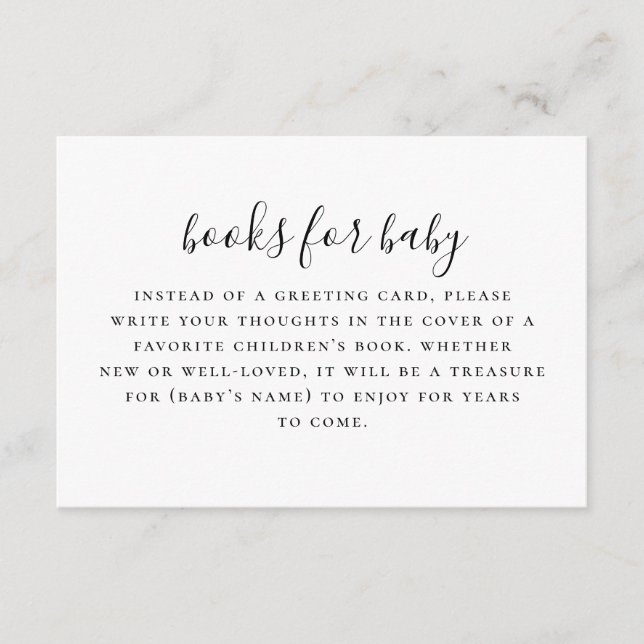 Ta med bok till begäran om baby. Svartvit enklo Tilläggskort (Framsida)