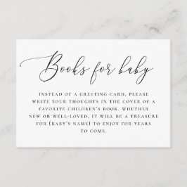 Ta med bok till begäran om baby. Svartvit skript Tilläggskort