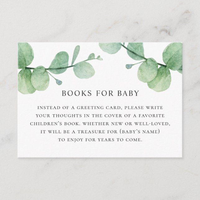 Ta med bok till begäran om baby. Vattenfärgseukaly Tilläggskort (Framsida)