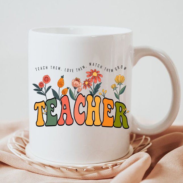 Ta med dem Kärlek De bevakar dem Grow-lärarpresent Kaffemugg (teach them,love them, watch them grow Mug,teacher gift,teacher appreciation gifts,teacher gift,inspi)