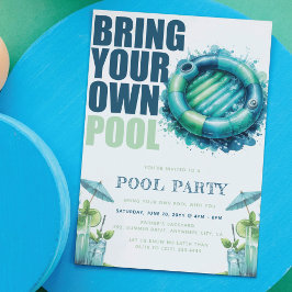 Ta med din egen poolparty blå turkos  inbjudningar