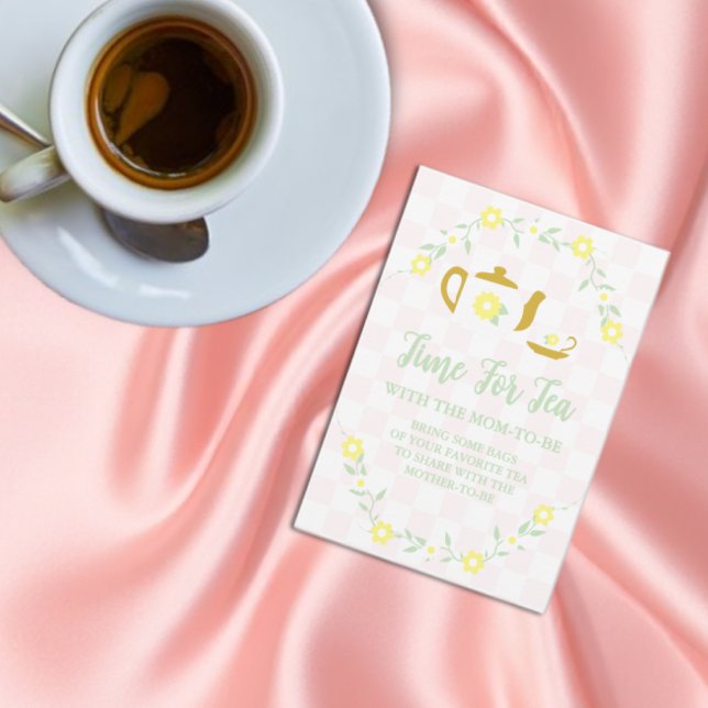 Ta med din favorit tea: Blommig baby shower Tilläggskort (Skapare uppladdad)