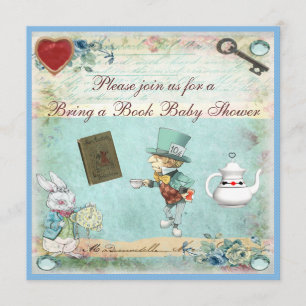 Ta med en Bok Alice i Wonderland Baby Shower Inbjudningar